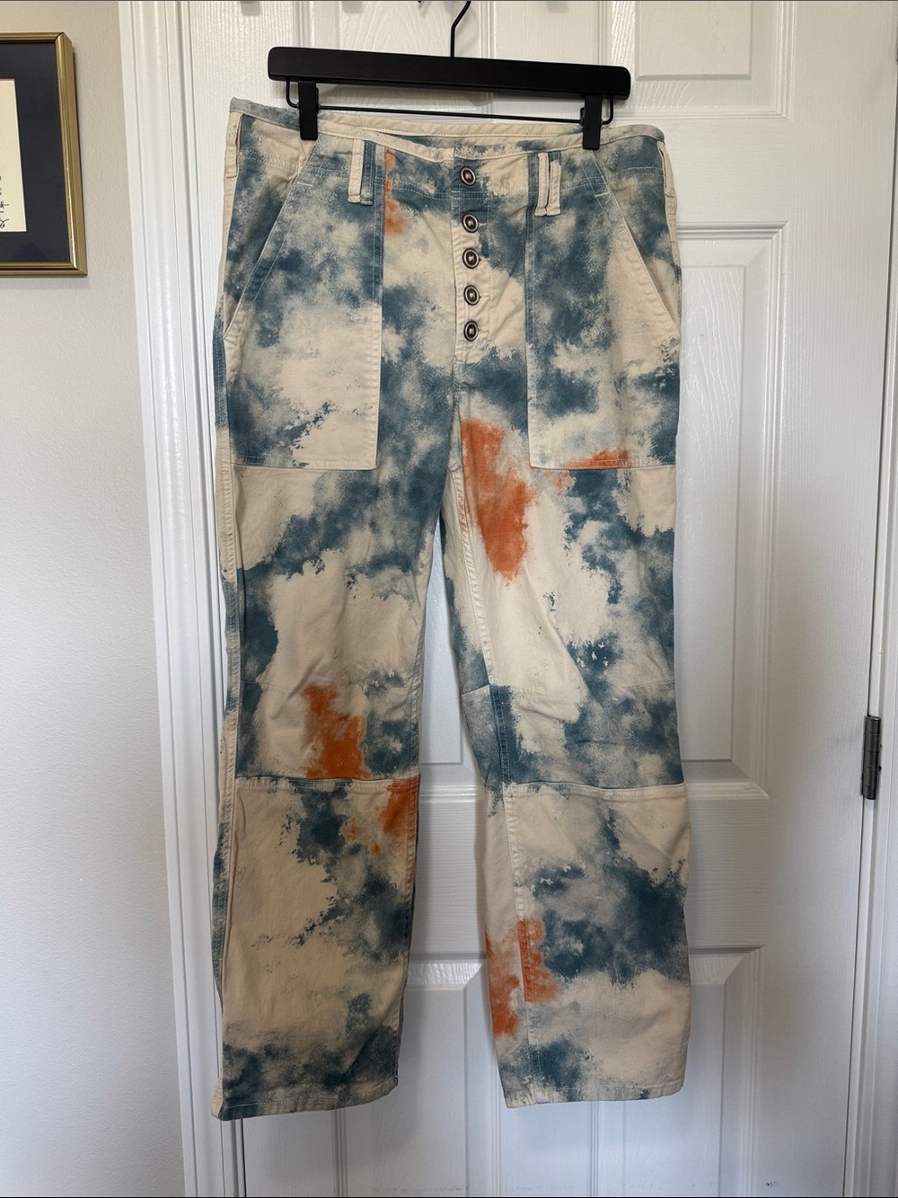 Anthropologie Pilcro Women’s canvas pants with button fly tie dye look Sz 31